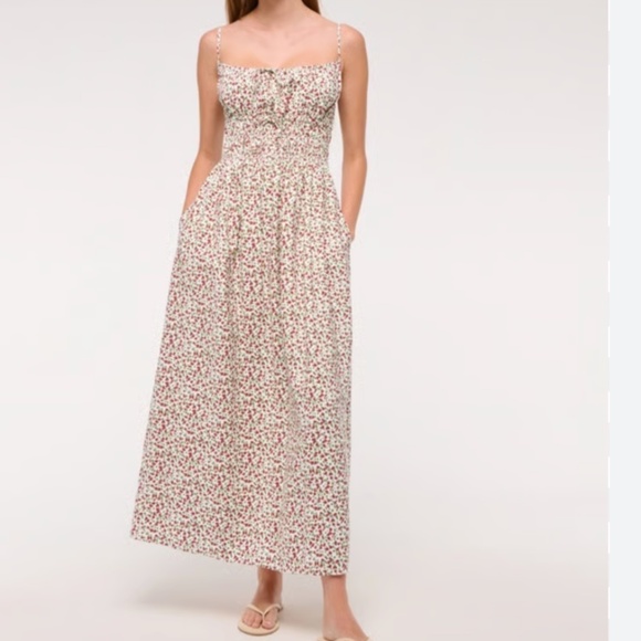 Abercrombie & Fitch Red and Green Floral Dress - Picture 1 of 3